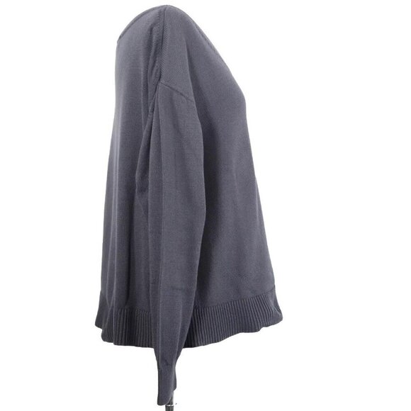 Everlane Women's Large Black Relaxed V-Neck Sweater Cotton Pullover Long Sleeve - Picture 4 of 6